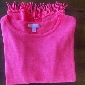 Lilly Pulitzer Hot Pink Sweater Fringe L (8-10)